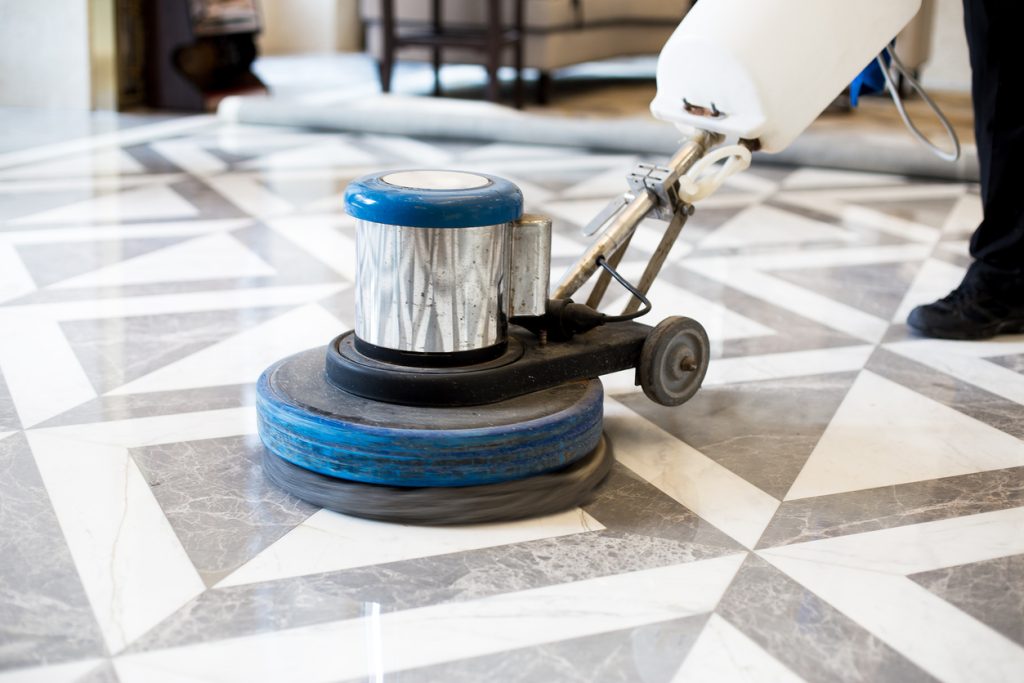 polishing marble floor in modern office building polishing marble floor in modern office building
